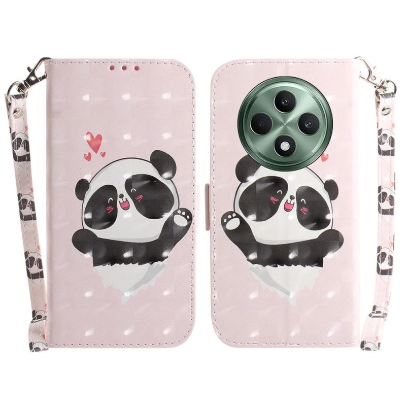 Kotelot Oppo Reno 12f 5g Panda Love Hihnalla Suojakuori