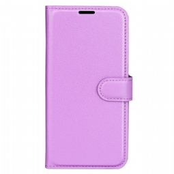 Kotelot iPhone 15 Plus Classic Litchi Faux Leather