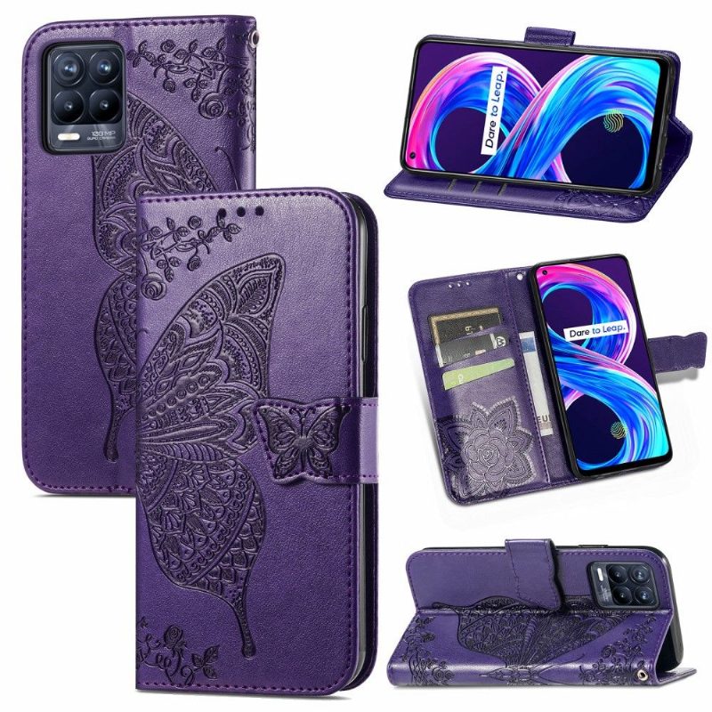 Flip Case Realme 8 / 8 Pro Hemming Butterfly Relief