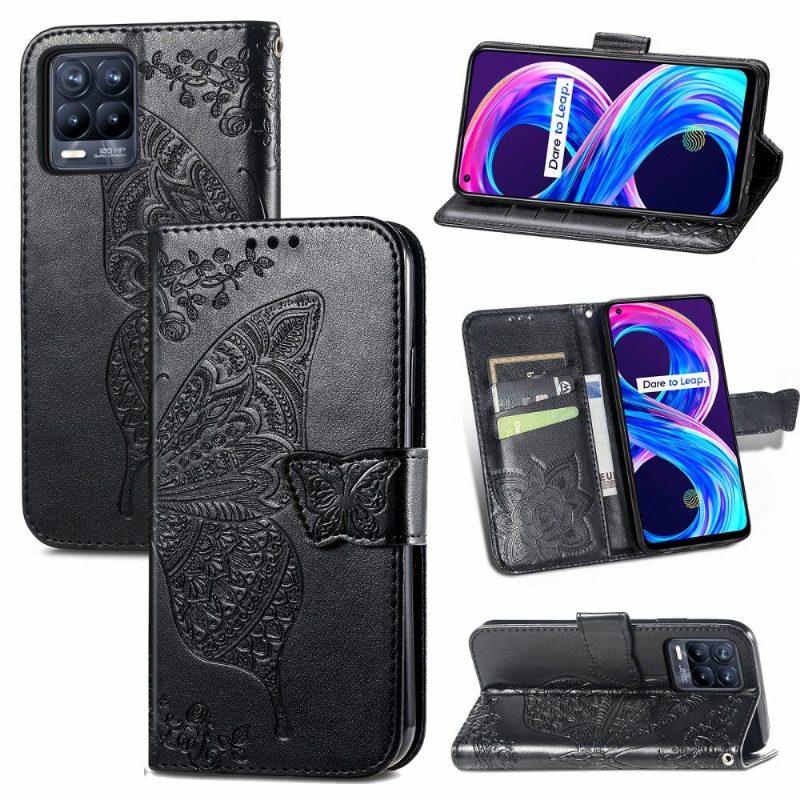 Flip Case Realme 8 / 8 Pro Hemming Butterfly Relief