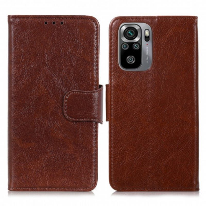 Flip Case Xiaomi Redmi Note 10 / 10S Halkaistu Nappan Nahka