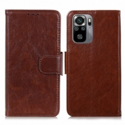 Flip Case Xiaomi Redmi Note 10 / 10S Halkaistu Nappan Nahka