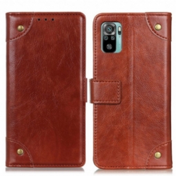 Flip Case Xiaomi Redmi Note 10 / 10S Tyylikkäät Nappan Nahkaiset Vintage-niitit