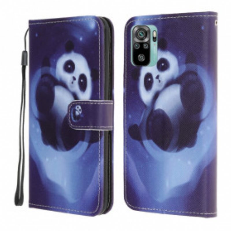 Kotelot Xiaomi Redmi Note 10 / 10S Suojaketju Kuori Space Panda Kaulanauhalla