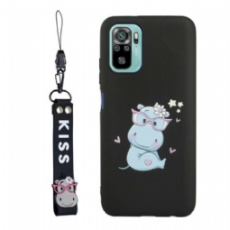 Kuori Xiaomi Redmi Note 10 / 10S Hippo Kiss Lanyardilla