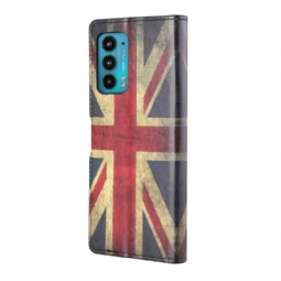 Nahkakotelo Motorola Edge 20 Murtumaton Puhelinkuoret Vintage Britannian Lippu