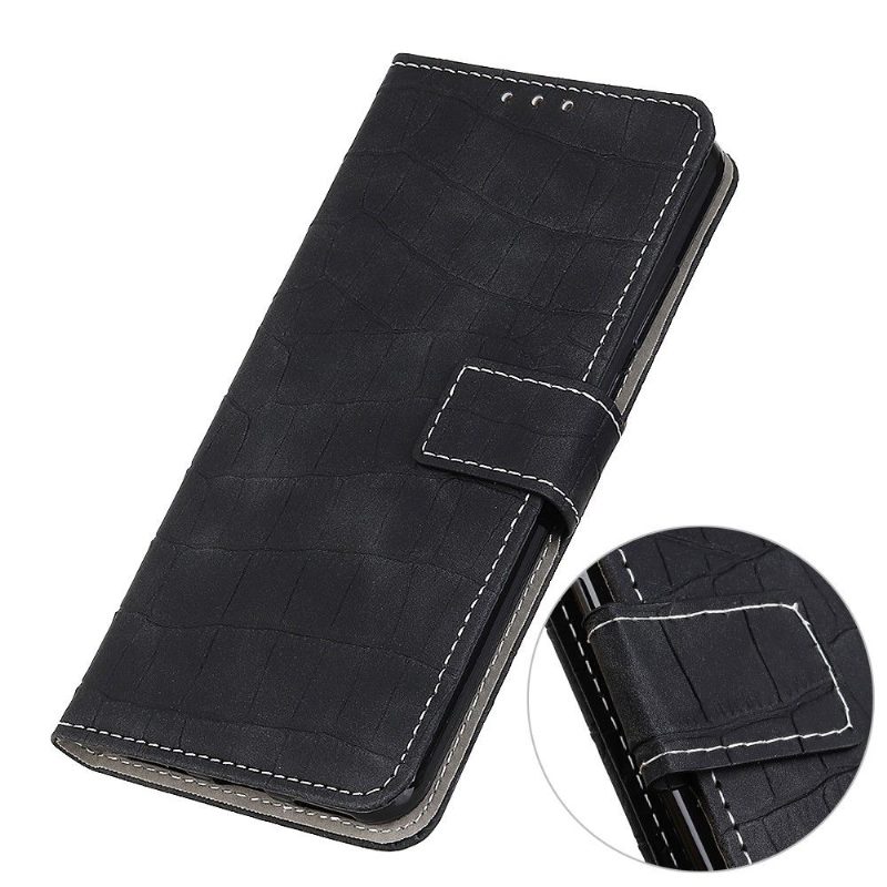 Flip Case Xiaomi Mi 11i / Poco F3 Hemming Keinonahka Croc Look