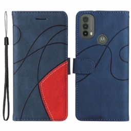 Kotelot Moto E40 / E30 / E20 Kaksisävyinen Signature Faux Leather