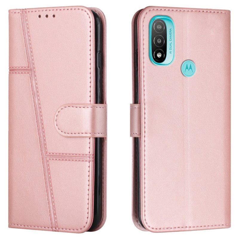 Kotelot Moto E40 / E30 / E20 Suojaketju Kuori Strappy Geo Leather Effect