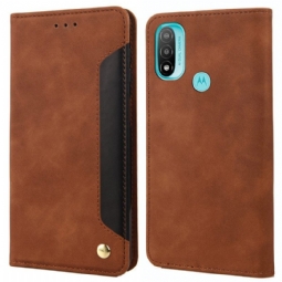 Puhelinkuoret Moto E40 / E30 / E20 Kotelot Flip Kaksisävyinen Business Leather -efekti