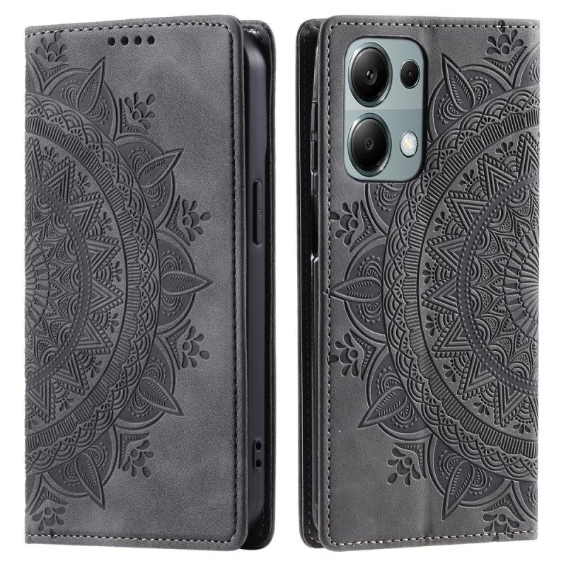 Nahkakotelo Xiaomi 14t Mandala Mokkanahkaefekti