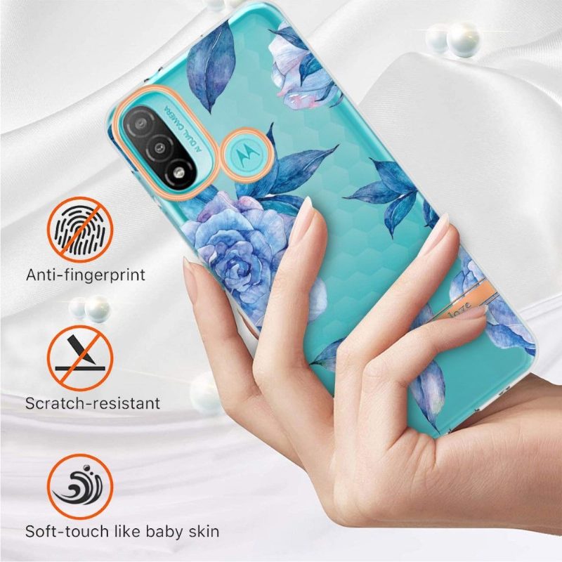 Case Motorola Moto E20 / E30 / E40 Murtumaton Puhelinkuoret Peony Blue