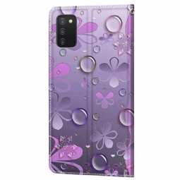 Kotelot Samsung Galaxy A03s Purple Flowers -kuva