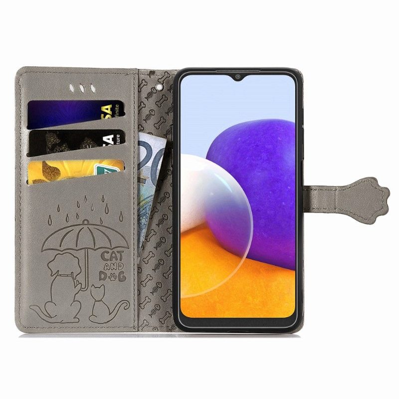 Flip Case Samsung Galaxy A22 4G Hemming Kohokuvioidut Eläimet