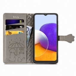 Flip Case Samsung Galaxy A22 4G Hemming Kohokuvioidut Eläimet