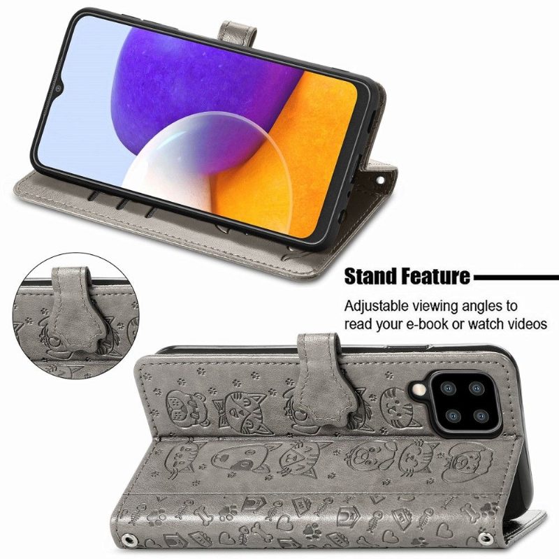 Flip Case Samsung Galaxy A22 4G Hemming Kohokuvioidut Eläimet