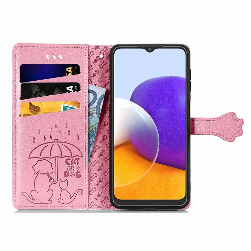 Flip Case Samsung Galaxy A22 4G Hemming Kohokuvioidut Eläimet