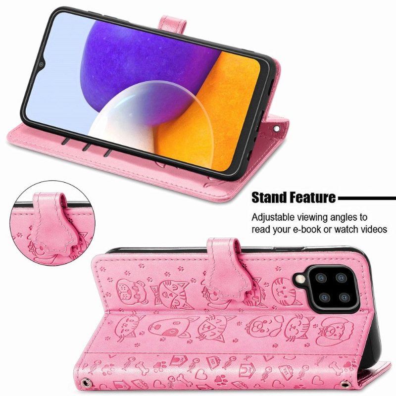 Flip Case Samsung Galaxy A22 4G Hemming Kohokuvioidut Eläimet