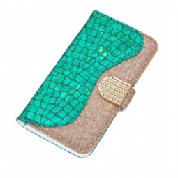 Nahkakotelo Samsung Galaxy A22 4G Luxury Croco Glitter