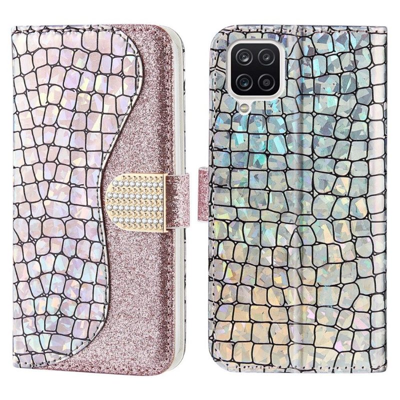 Nahkakotelo Samsung Galaxy A22 4G Luxury Croco Glitter