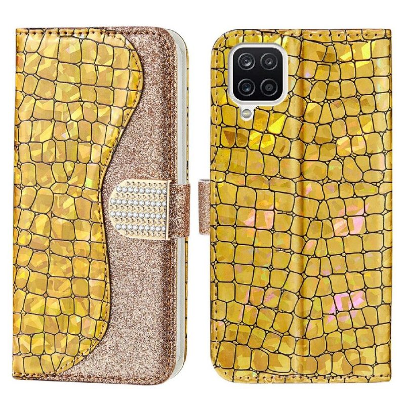 Nahkakotelo Samsung Galaxy A22 4G Luxury Croco Glitter