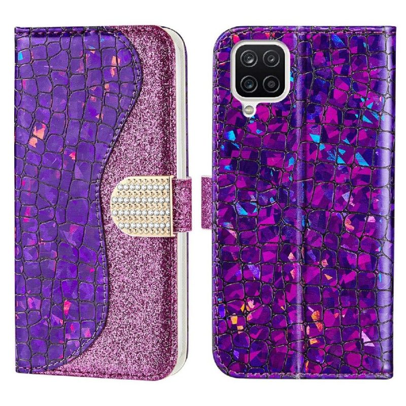 Nahkakotelo Samsung Galaxy A22 4G Luxury Croco Glitter