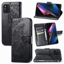 Flip Case Oppo Find X3 Pro Hemming Butterfly Relief