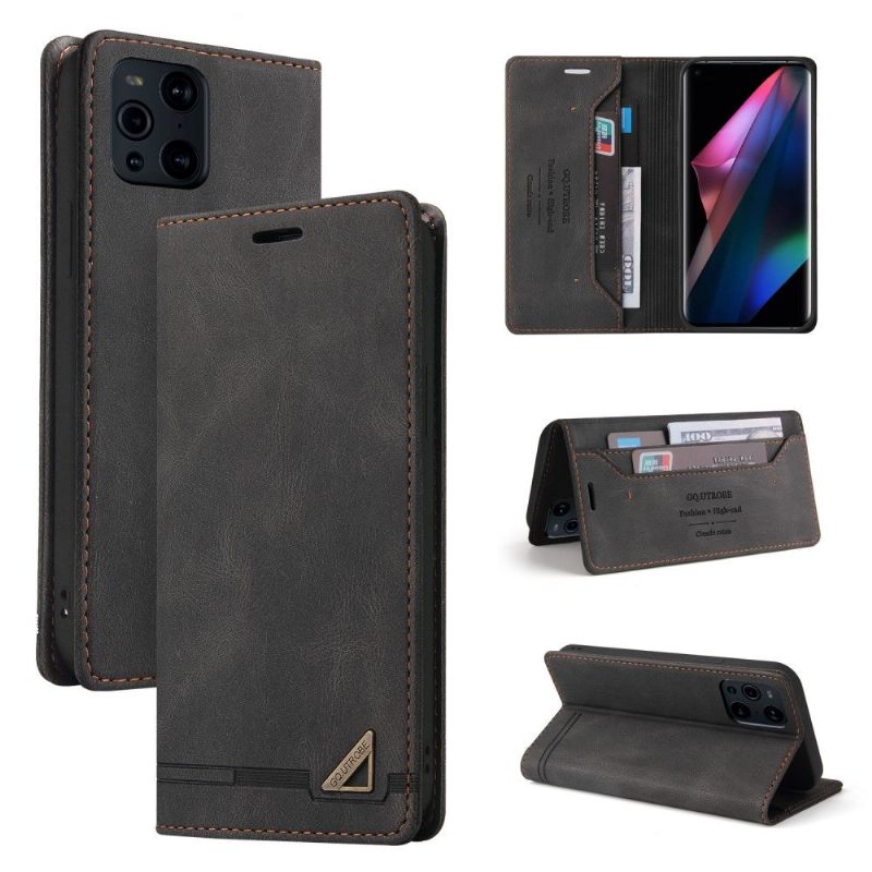 Flip Case Oppo Find X3 Pro Hemming Gq.utrobe Faux Leather Retro