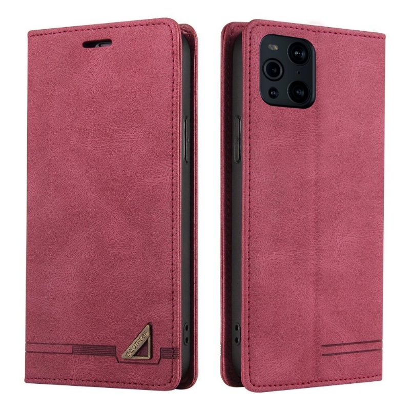 Flip Case Oppo Find X3 Pro Hemming Gq.utrobe Faux Leather Retro