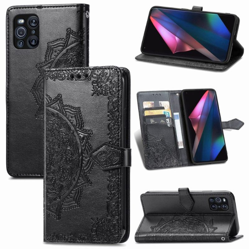 Kotelot Oppo Find X3 Pro Mandala Relief Faux Leather