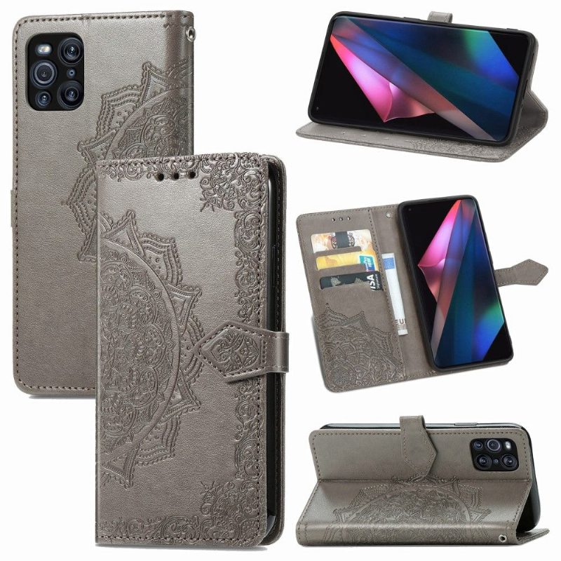 Kotelot Oppo Find X3 Pro Mandala Relief Faux Leather