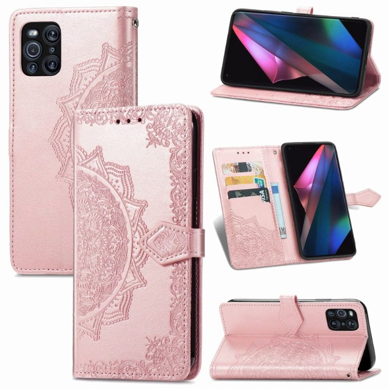 Kotelot Oppo Find X3 Pro Mandala Relief Faux Leather