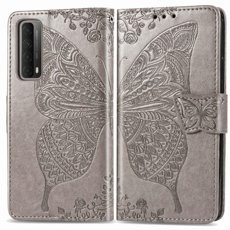 Nahkakotelo Huawei P Smart 2021 Butterfly Relief