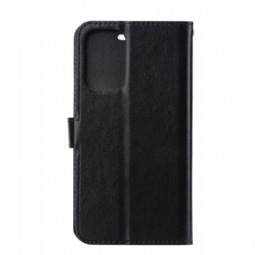 Flip Case Samsung Galaxy Note 20 Hemming Nahkainen Tehostekorttitelineen Jalusta - Musta