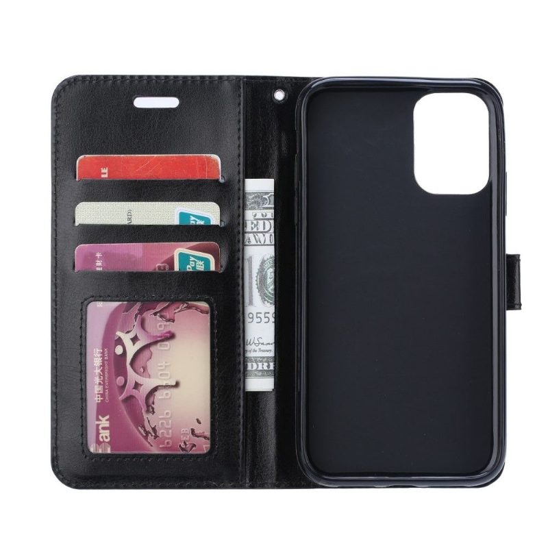 Flip Case Samsung Galaxy Note 20 Hemming Nahkainen Tehostekorttitelineen Jalusta - Musta