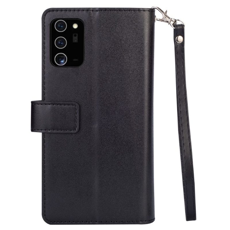 Flip Case Samsung Galaxy Note 20 Hemming Suojaketju Kuori Keinonahkainen Korttikotelo