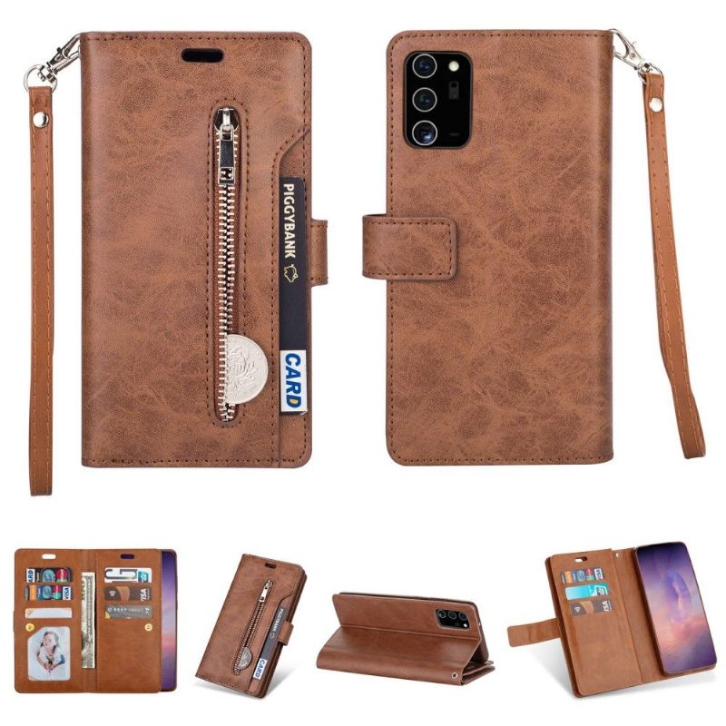 Flip Case Samsung Galaxy Note 20 Hemming Suojaketju Kuori Keinonahkainen Korttikotelo