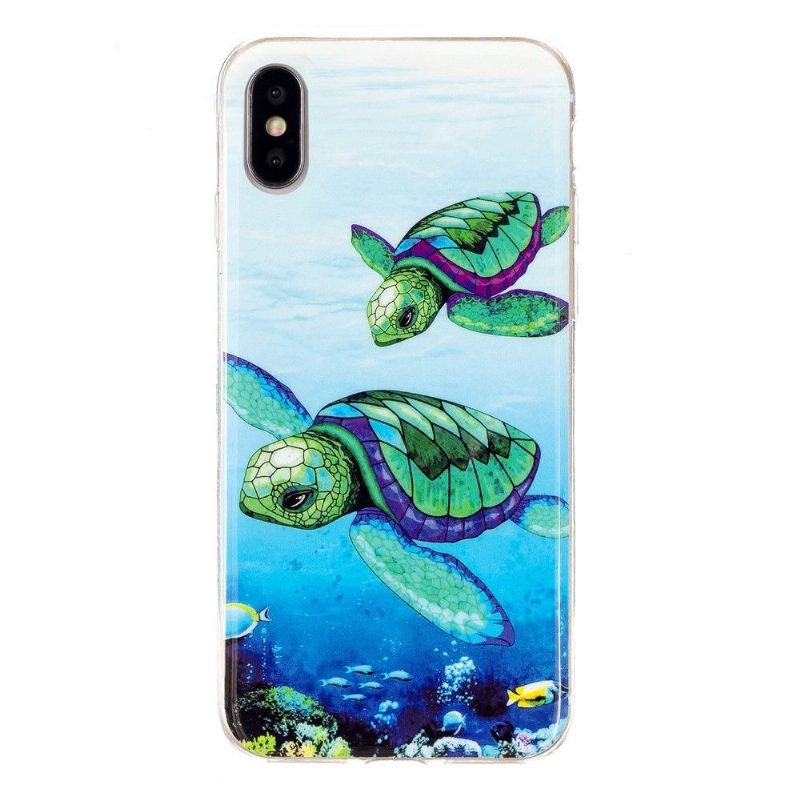 Case iPhone X / XS Murtumaton Puhelinkuoret Fluoresoivat Kilpikonnat