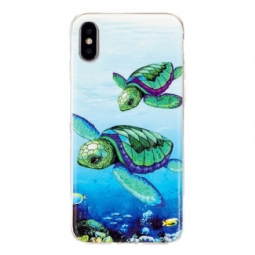 Case iPhone X / XS Murtumaton Puhelinkuoret Fluoresoivat Kilpikonnat