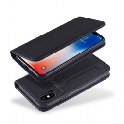 Nahkakuori iPhone X / XS Hemming Kotelot Flip Soft Touch