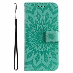 Flip Case Vivo Y22s Mandala-aurinko Kaulanauhalla