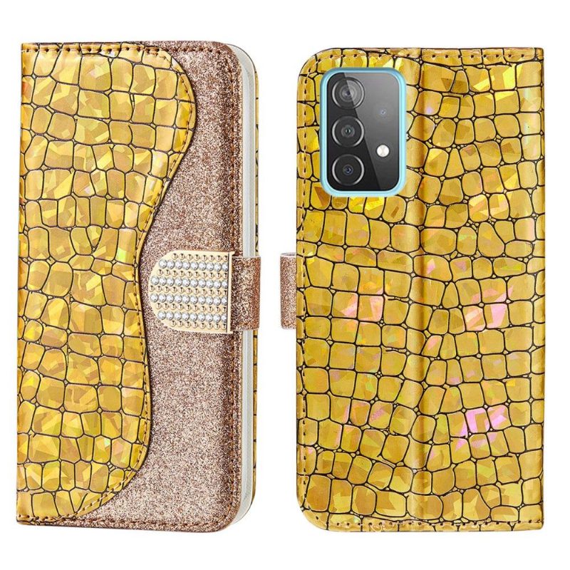 Kotelot Samsung Galaxy A52 5G / A52 4G / A52s 5G Luxury Croc Effect -paljetteja