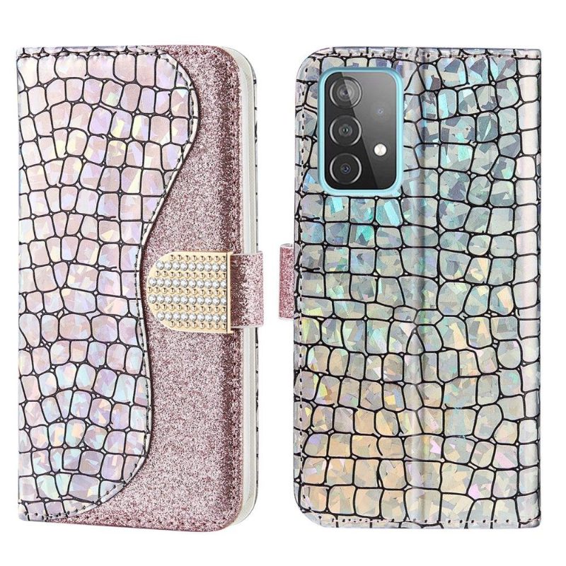 Kotelot Samsung Galaxy A52 5G / A52 4G / A52s 5G Luxury Croc Effect -paljetteja