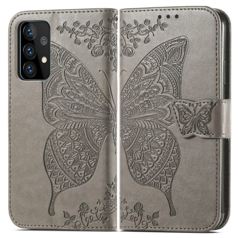 Nahkakotelo Samsung Galaxy A52 5G / A52 4G / A52s 5G Murtumaton Puhelinkuoret Butterfly Relief