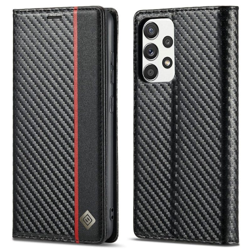 Nahkakotelo Samsung Galaxy A52 5G / A52 4G / A52s 5G Murtumaton Puhelinkuoret Carbon Fiber Leather Effect