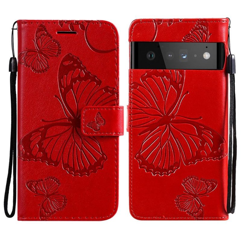 Flip Case Google Pixel 6 Pro Hemming Butterflies -toimintotuki