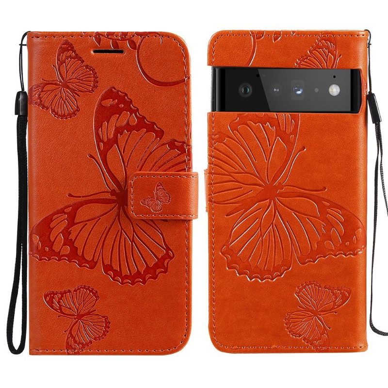 Flip Case Google Pixel 6 Pro Hemming Butterflies -toimintotuki