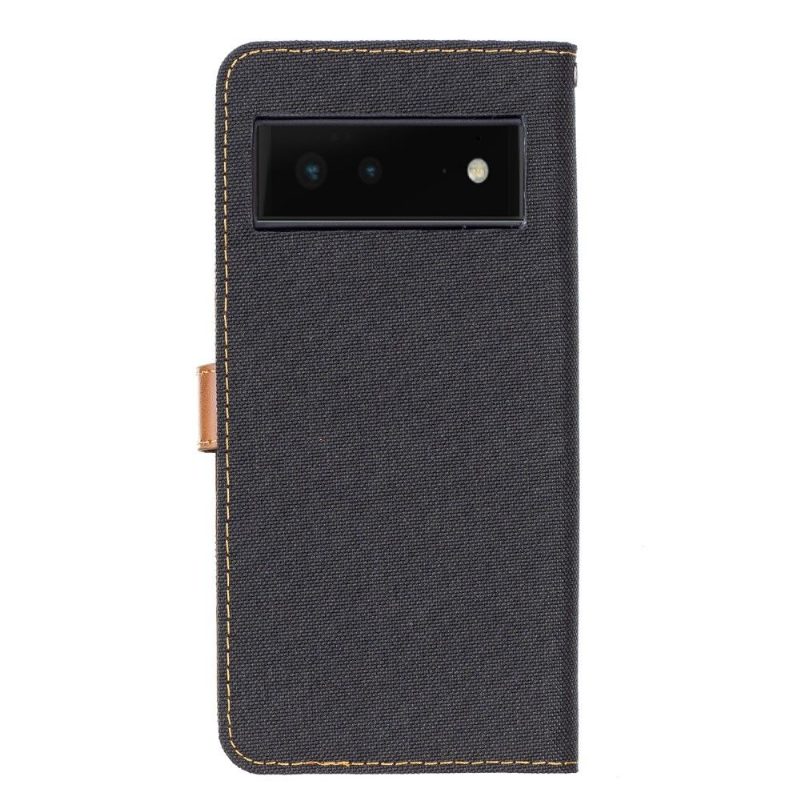 Flip Case Google Pixel 6 Pro Hemming Canvas Effect Oxford