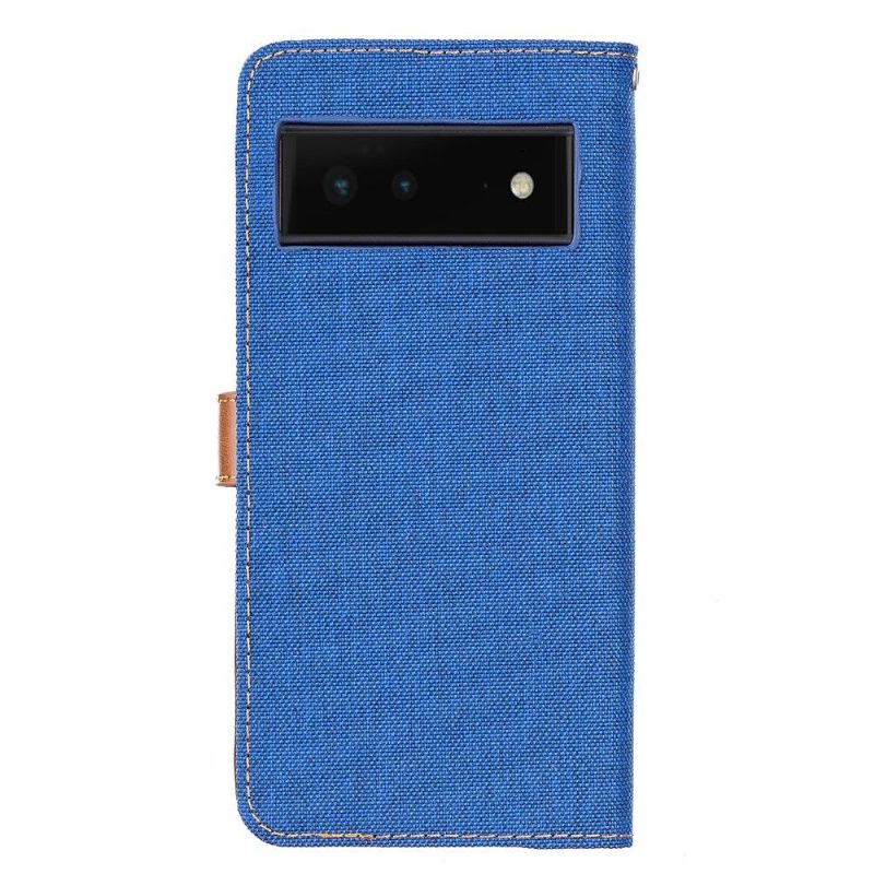 Flip Case Google Pixel 6 Pro Hemming Canvas Effect Oxford