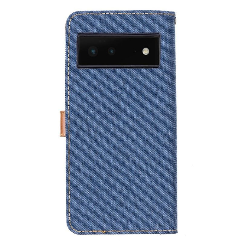 Flip Case Google Pixel 6 Pro Hemming Canvas Effect Oxford